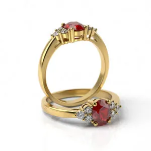 Zásnubný prsteň s Rubínom a diamantmi ZP 8835
